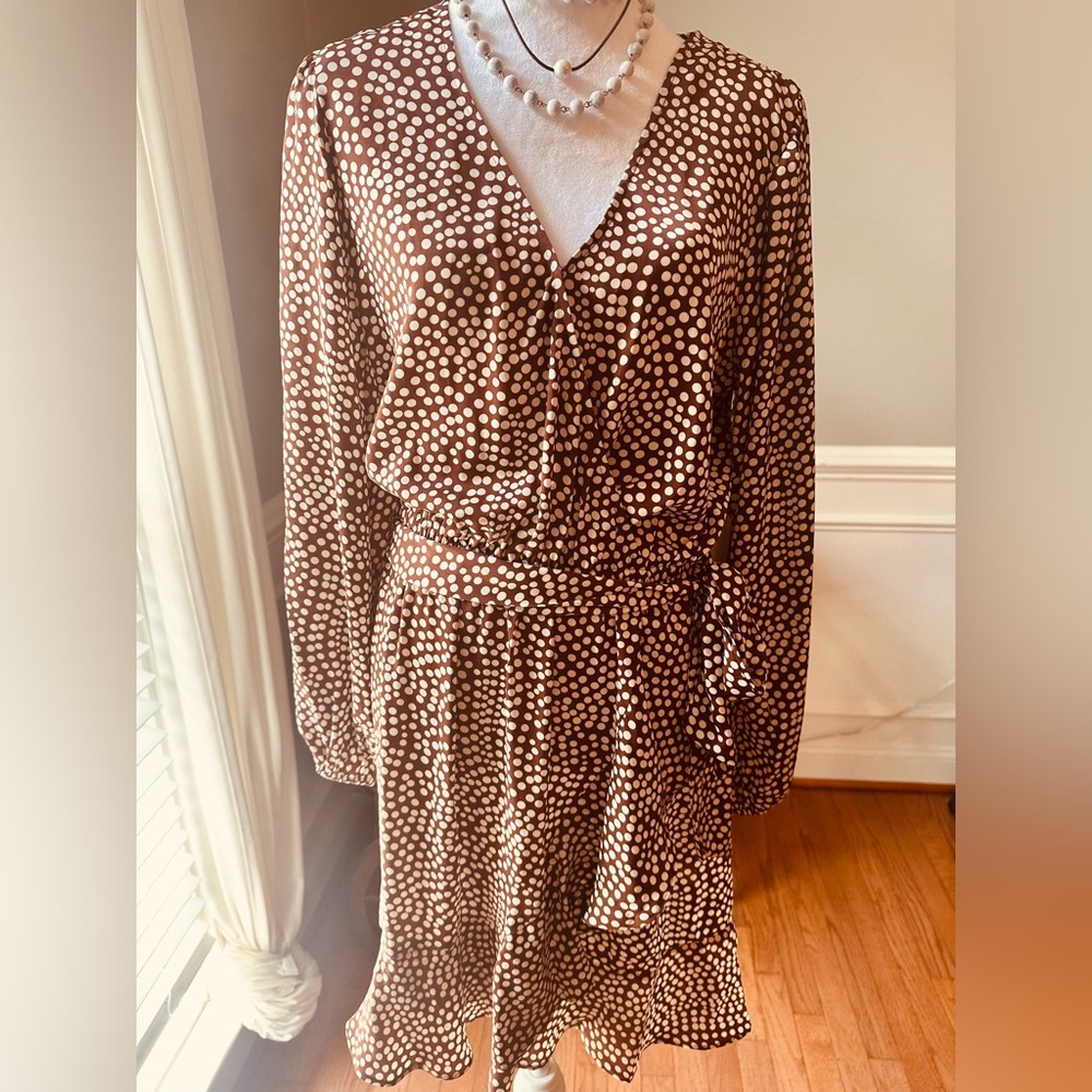 LC Lauren Conrad Chocolate Polka Dot Dress